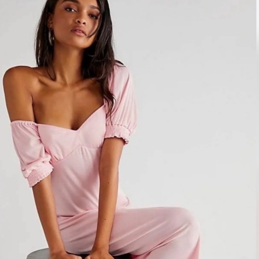NWT Free People Beach Bel Air Midi Dress Pink Ribbed Women's Size XS P